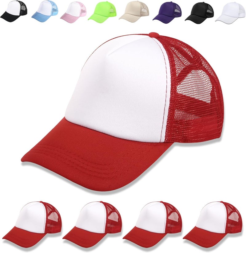 OKBA 5 Pack Sublimation Blank Baseball Cap Adjustable Hat Polyester Mesh Trucker Hats for Men and Women - Image 1